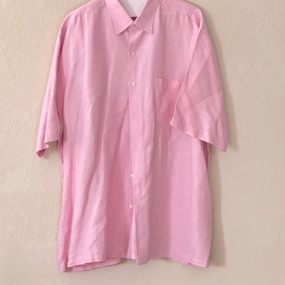 Austin Reed London pink XL men’s button down linen shirt